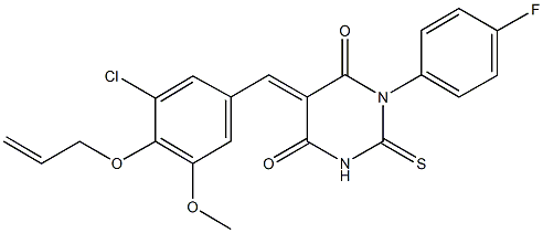 5-[4-(allyloxy)-3-chloro-5-methoxybenzylidene]-1-(4-fluorophenyl)-2-thioxodihydropyrimidine-4,6(1H,5H)-dione Structure