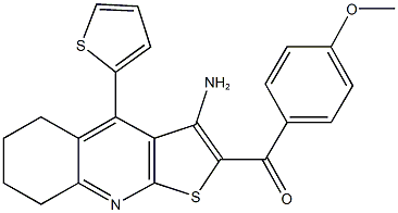 [3-amino-4-(2-thienyl)-5,6,7,8-tetrahydrothieno[2,3-b]quinolin-2-yl](4-methoxyphenyl)methanone,,结构式