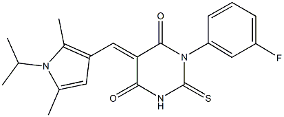 1-(3-fluorophenyl)-5-[(1-isopropyl-2,5-dimethyl-1H-pyrrol-3-yl)methylene]-2-thioxodihydropyrimidine-4,6(1H,5H)-dione Structure