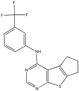 N-(6,7-dihydro-5H-cyclopenta[4,5]thieno[2,3-d]pyrimidin-4-yl)-N-[3-(trifluoromethyl)phenyl]amine Struktur