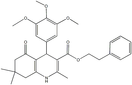 2-phenylethyl 2,7,7-trimethyl-5-oxo-4-(3,4,5-trimethoxyphenyl)-1,4,5,6,7,8-hexahydro-3-quinolinecarboxylate 结构式