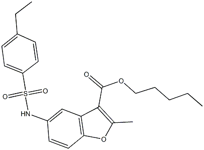 pentyl 5-{[(4-ethylphenyl)sulfonyl]amino}-2-methyl-1-benzofuran-3-carboxylate,,结构式
