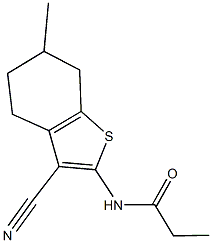 N-(3-cyano-6-methyl-4,5,6,7-tetrahydro-1-benzothien-2-yl)propanamide Struktur