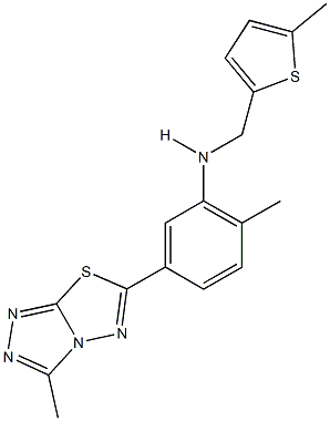 N-[2-methyl-5-(3-methyl[1,2,4]triazolo[3,4-b][1,3,4]thiadiazol-6-yl)phenyl]-N-[(5-methyl-2-thienyl)methyl]amine,,结构式