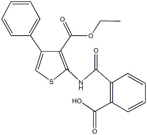 2-({[3-(ethoxycarbonyl)-4-phenyl-2-thienyl]amino}carbonyl)benzoic acid Structure