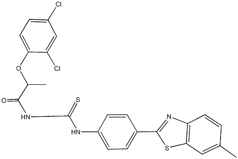 N-[2-(2,4-dichlorophenoxy)propanoyl]-N'-[4-(6-methyl-1,3-benzothiazol-2-yl)phenyl]thiourea Structure
