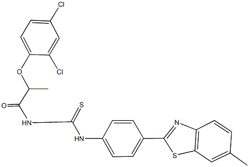 N-[2-(2,4-dichlorophenoxy)propanoyl]-N'-[4-(6-methyl-1,3-benzothiazol-2-yl)phenyl]thiourea 结构式