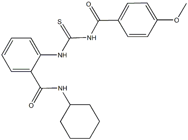N-cyclohexyl-2-({[(4-methoxybenzoyl)amino]carbothioyl}amino)benzamide Struktur