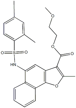 2-methoxyethyl 5-{[(2,4-dimethylphenyl)sulfonyl]amino}-2-methylnaphtho[1,2-b]furan-3-carboxylate 结构式