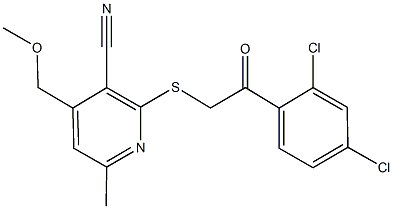 2-{[2-(2,4-dichlorophenyl)-2-oxoethyl]sulfanyl}-4-(methoxymethyl)-6-methylnicotinonitrile Struktur