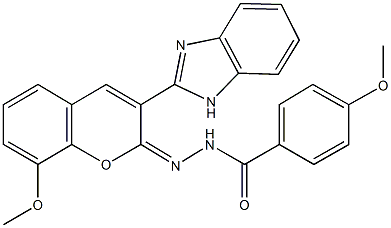 N'-[3-(1H-benzimidazol-2-yl)-8-methoxy-2H-chromen-2-ylidene]-4-methoxybenzohydrazide 化学構造式