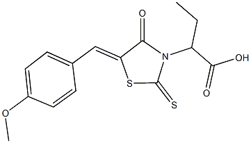 2-[5-(4-methoxybenzylidene)-4-oxo-2-thioxo-1,3-thiazolidin-3-yl]butanoic acid 化学構造式