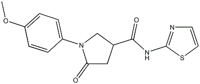 1-(4-methoxyphenyl)-5-oxo-N-(1,3-thiazol-2-yl)-3-pyrrolidinecarboxamide Structure