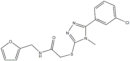 2-{[5-(3-chlorophenyl)-4-methyl-4H-1,2,4-triazol-3-yl]sulfanyl}-N-(2-furylmethyl)acetamide 结构式