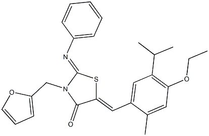  5-(4-ethoxy-5-isopropyl-2-methylbenzylidene)-3-(2-furylmethyl)-2-(phenylimino)-1,3-thiazolidin-4-one