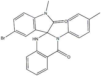 5-bromo-1-methyl-3'-(4-methylphenyl)-1,2',3,3'-tetrahydrospiro(2H-indole-3,2'-quinazoline)-2,4'(1'H)-dione Structure