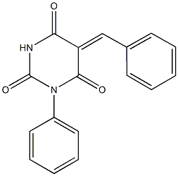 5-benzylidene-1-phenyl-2,4,6(1H,3H,5H)-pyrimidinetrione 结构式