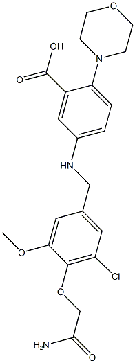 5-{[4-(2-amino-2-oxoethoxy)-3-chloro-5-methoxybenzyl]amino}-2-(4-morpholinyl)benzoic acid Struktur