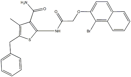 5-benzyl-2-({[(1-bromo-2-naphthyl)oxy]acetyl}amino)-4-methylthiophene-3-carboxamide Structure