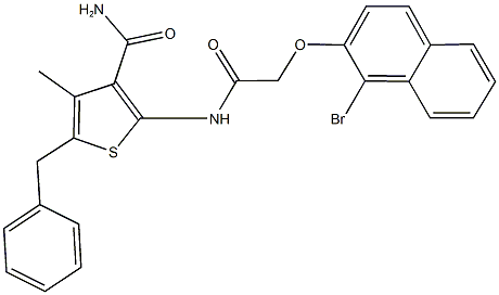 5-benzyl-2-({[(1-bromo-2-naphthyl)oxy]acetyl}amino)-4-methylthiophene-3-carboxamide 结构式