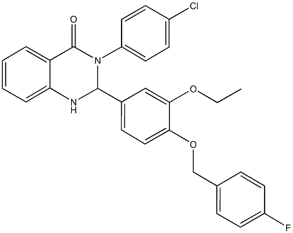 3-(4-chlorophenyl)-2-{3-ethoxy-4-[(4-fluorobenzyl)oxy]phenyl}-2,3-dihydro-4(1H)-quinazolinone Structure