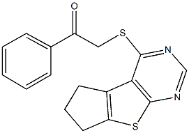 2-(6,7-dihydro-5H-cyclopenta[4,5]thieno[2,3-d]pyrimidin-4-ylsulfanyl)-1-phenylethanone,,结构式