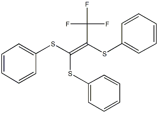 {[3,3,3-trifluoro-1,2-bis(phenylsulfanyl)-1-propenyl]sulfanyl}benzene,,结构式