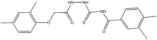 N-({2-[(2,4-dimethylphenoxy)acetyl]hydrazino}carbothioyl)-3-iodo-4-methylbenzamide 化学構造式