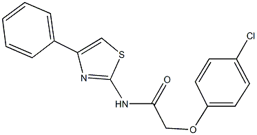 2-(4-chlorophenoxy)-N-(4-phenyl-1,3-thiazol-2-yl)acetamide,,结构式