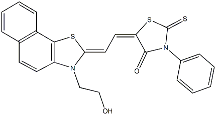 5-[2-(3-(2-hydroxyethyl)naphtho[2,1-d][1,3]thiazol-2(3H)-ylidene)ethylidene]-3-phenyl-2-thioxo-1,3-thiazolidin-4-one Structure