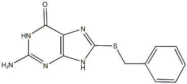 2-amino-8-(benzylsulfanyl)-1,9-dihydro-6H-purin-6-one,,结构式