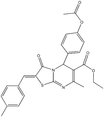  ethyl 5-[4-(acetyloxy)phenyl]-7-methyl-2-(4-methylbenzylidene)-3-oxo-2,3-dihydro-5H-[1,3]thiazolo[3,2-a]pyrimidine-6-carboxylate