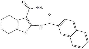 2-(2-naphthoylamino)-4,5,6,7-tetrahydro-1-benzothiophene-3-carboxamide Struktur