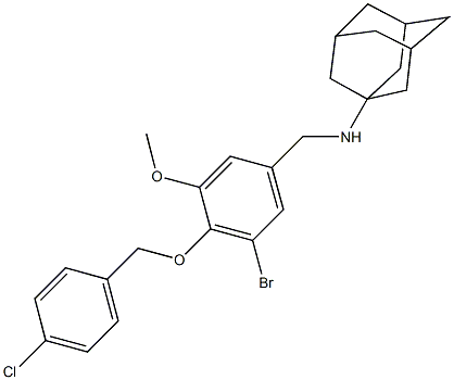 N-(1-adamantyl)-N-{3-bromo-4-[(4-chlorobenzyl)oxy]-5-methoxybenzyl}amine Struktur