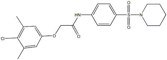 2-(4-chloro-3,5-dimethylphenoxy)-N-[4-(1-piperidinylsulfonyl)phenyl]acetamide,,结构式