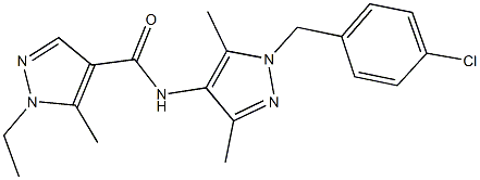 N-[1-(4-chlorobenzyl)-3,5-dimethyl-1H-pyrazol-4-yl]-1-ethyl-5-methyl-1H-pyrazole-4-carboxamide 结构式