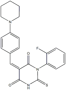 1-(2-fluorophenyl)-5-[4-(1-piperidinyl)benzylidene]-2-thioxodihydro-4,6(1H,5H)-pyrimidinedione Structure