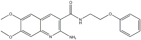 2-amino-6,7-dimethoxy-N-(2-phenoxyethyl)-3-quinolinecarboxamide,,结构式