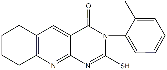 3-(2-methylphenyl)-2-sulfanyl-6,7,8,9-tetrahydropyrimido[4,5-b]quinolin-4(3H)-one Struktur