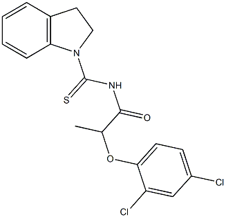 2-(2,4-dichlorophenoxy)-N-(2,3-dihydro-1H-indol-1-ylcarbothioyl)propanamide Struktur