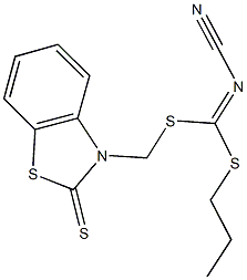 propyl (2-thioxo-1,3-benzothiazol-3(2H)-yl)methyl cyanodithioimidocarbonate,,结构式