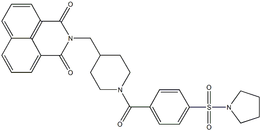 2-({1-[4-(1-pyrrolidinylsulfonyl)benzoyl]-4-piperidinyl}methyl)-1H-benzo[de]isoquinoline-1,3(2H)-dione Struktur
