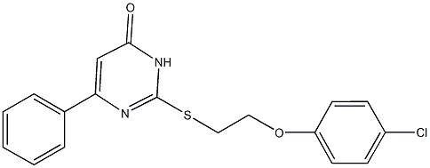 2-{[2-(4-chlorophenoxy)ethyl]sulfanyl}-6-phenyl-4(3H)-pyrimidinone,,结构式