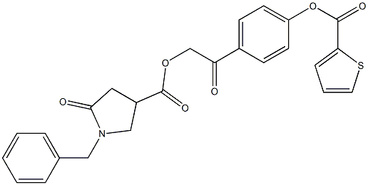 2-oxo-2-{4-[(2-thienylcarbonyl)oxy]phenyl}ethyl 1-benzyl-5-oxo-3-pyrrolidinecarboxylate,,结构式