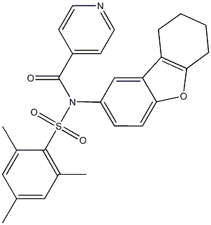 N-isonicotinoyl-2,4,6-trimethyl-N-(6,7,8,9-tetrahydrodibenzo[b,d]furan-2-yl)benzenesulfonamide Structure