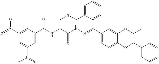N-{2-{2-[4-(benzyloxy)-3-ethoxybenzylidene]hydrazino}-1-[(benzylsulfanyl)methyl]-2-oxoethyl}-3,5-bisnitrobenzamide 结构式