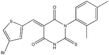 5-[(4-bromo-2-thienyl)methylene]-1-(2,4-dimethylphenyl)-2-thioxodihydro-4,6(1H,5H)-pyrimidinedione Structure