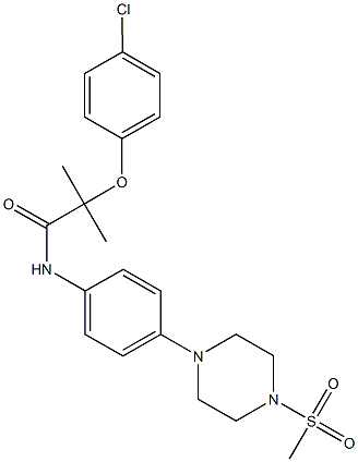 2-(4-chlorophenoxy)-2-methyl-N-{4-[4-(methylsulfonyl)-1-piperazinyl]phenyl}propanamide 化学構造式