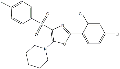 2-(2,4-dichlorophenyl)-5-(1-piperidinyl)-1,3-oxazol-4-yl 4-methylphenyl sulfone Struktur