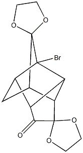 1'-bromo-dispiro([1,3]-dioxolane-2,4'-tetracyclo[5.3.0.0~2,6~.0~3,9~]decane-10',2''-[1,3]-dioxolane)-5'-one,,结构式
